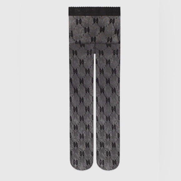 Gucci Accessories - New Authentic Gucci GG Supreme Logo Tights Black Silver Size L